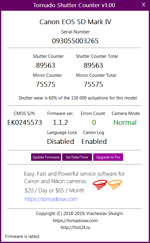 canon 1300d shutter count online