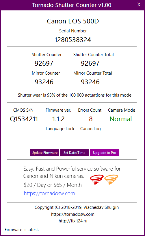 canon eos shutter counter